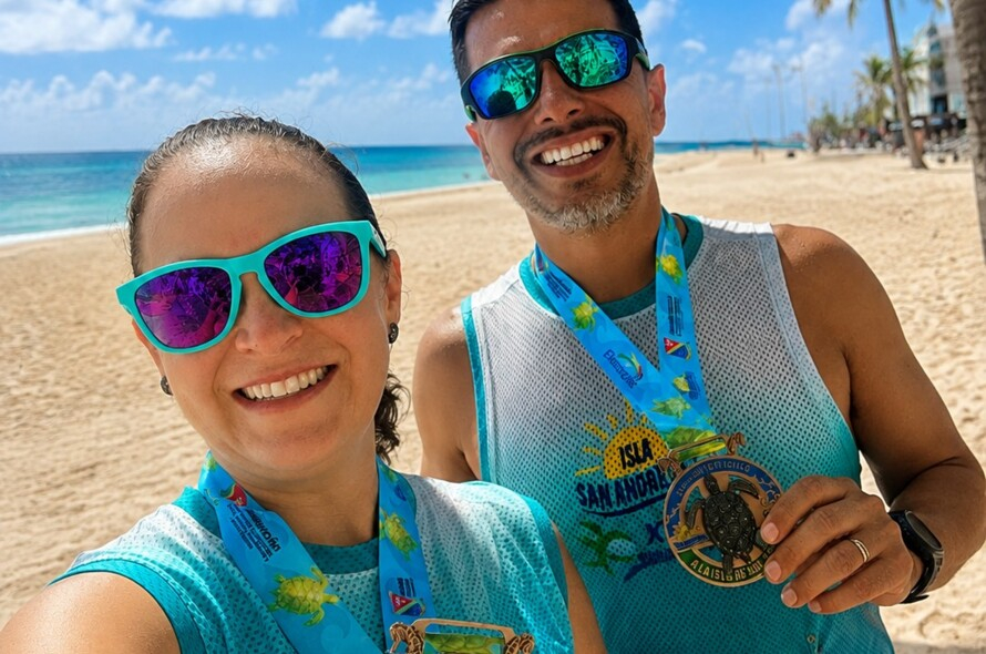 Corrida no paraíso azul do Caribe
